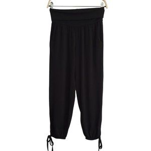 Onzie Black Polyester High Rise Tie Cuff Pull On Jersey Jogger Pants